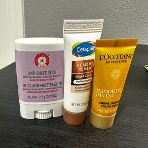 Bundle of FAB Anti-Chafe Stick, Cetaphil Night Cream, L’Occitane Youth Cream